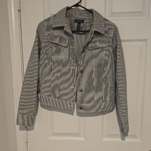 Ralph Lauren Black and White Striped Jean Jacket